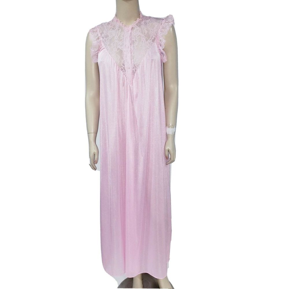 Vtg Jill Andrea Nylon Lace Slip Nightgown Nightie